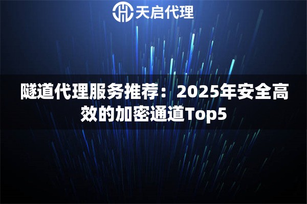 隧道代理服务推荐:2025年安全高效的加密通道Top5 隧道代理服务推荐:2025年安全高效的加密通道Top5