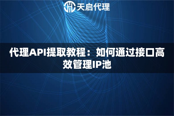 代理API提取教程：如何通过接口高效管理IP池