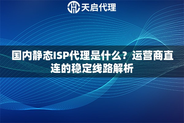 国内静态ISP代理是什么？运营商直连的稳定线路解析