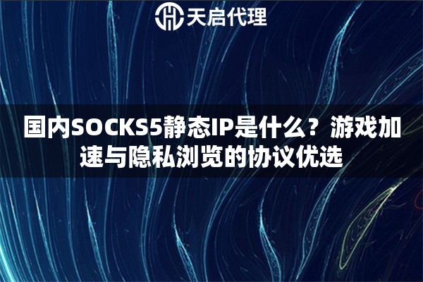 国内SOCKS5静态IP是什么？游戏加速与隐私浏览的协议优选