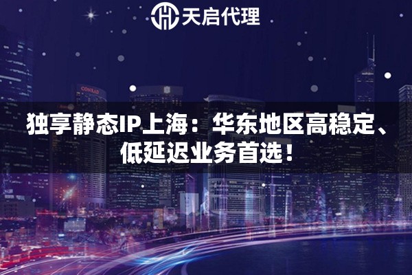 独享静态IP上海:华东地区高稳定、低延迟业务首选! 独享静态IP上海:华东地区高稳定、低延迟业务首选!
