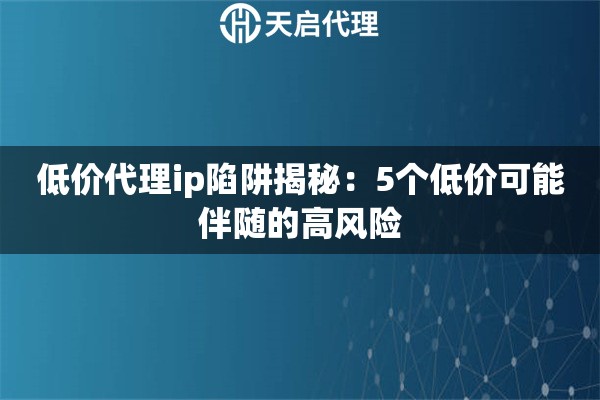 低价代理ip陷阱揭秘：5个低价可能伴随的高风险