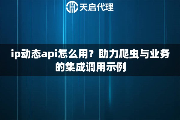 ip动态api怎么用？助力爬虫与业务的集成调用示例
