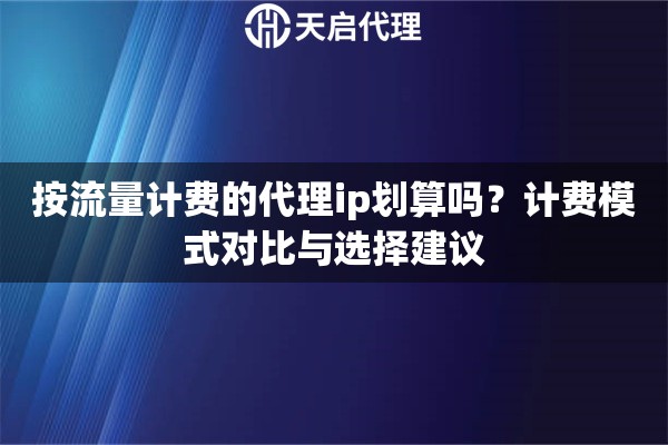 按流量计费的代理ip划算吗？计费模式对比与选择建议