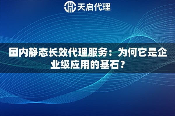 国内静态长效代理服务:为何它是企业级应用的基石? 国内静态长效代理服务:为何它是企业级应用的基石?