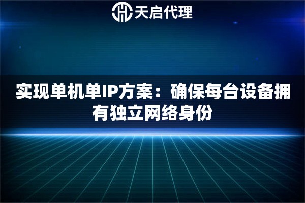 实现单机单IP方案:确保每台设备拥有独立网络身份 实现单机单IP方案:确保每台设备拥有独立网络身份