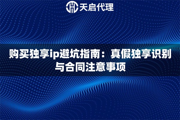 购买独享ip避坑指南：真假独享识别与合同注意事项