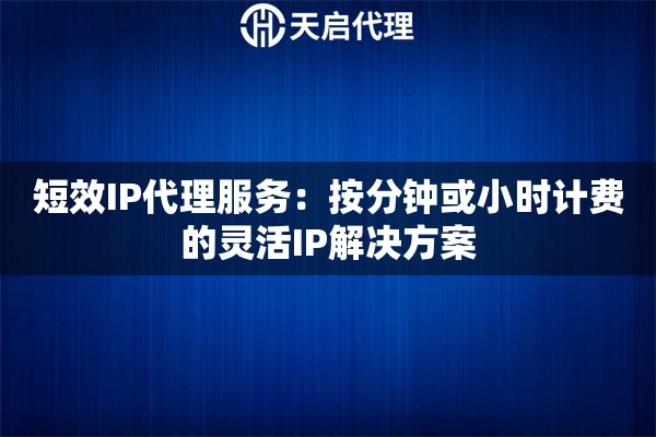 短效IP代理服务:按分钟或小时计费的灵活IP解决方案 短效IP代理服务:按分钟或小时计费的灵活IP解决方案