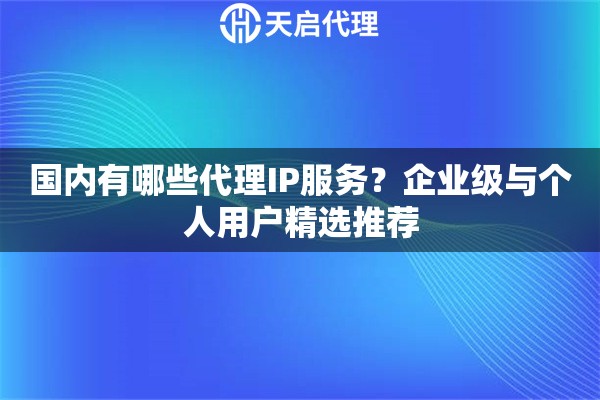 国内有哪些代理IP服务？企业级与个人用户精选推荐