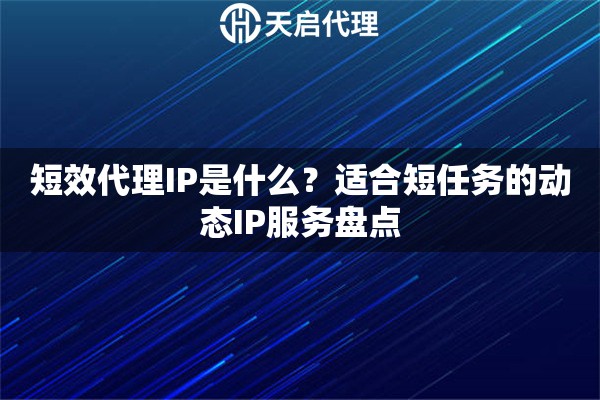 短效代理IP是什么？适合短任务的动态IP服务盘点