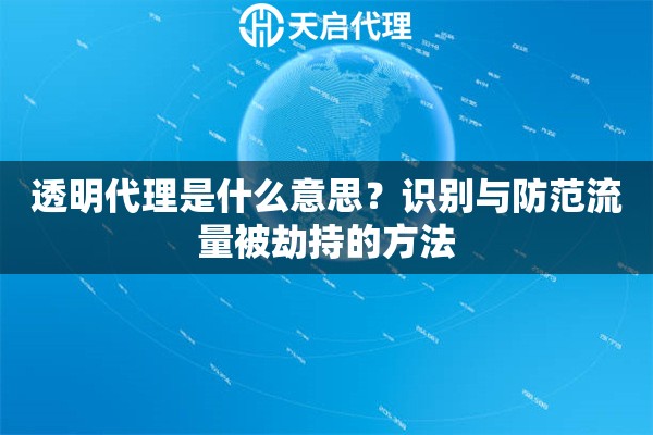 透明代理是什么意思？识别与防范流量被劫持的方法