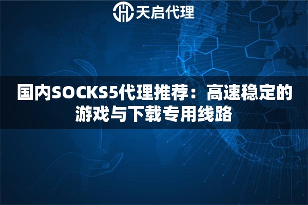 国内SOCKS5代理推荐:高速稳定的游戏与下载专用线路 国内SOCKS5代理推荐:高速稳定的游戏与下载专用线路