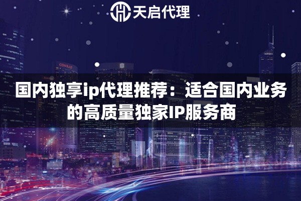国内独享ip代理推荐：适合国内业务的高质量独家IP服务商
