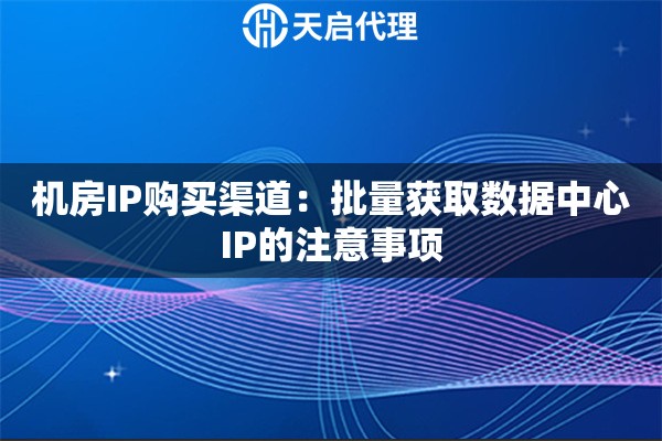机房IP购买渠道：批量获取数据中心IP的注意事项