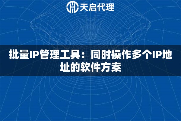 批量IP管理工具：同时操作多个IP地址的软件方案