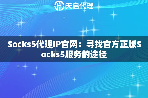 Socks5代理IP官网：寻找官方正版Socks5服务的途径