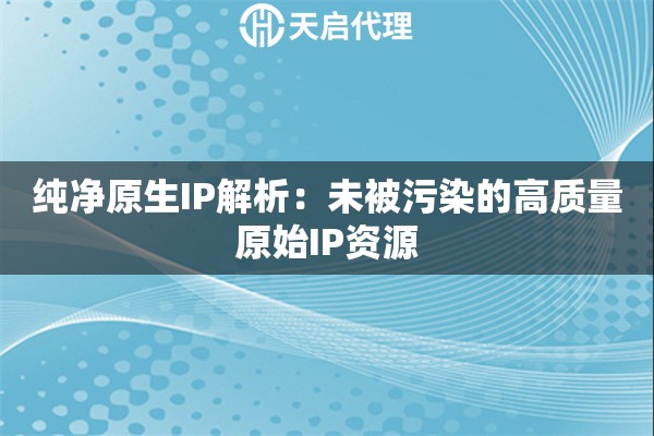 纯净原生IP解析：未被污染的高质量原始IP资源