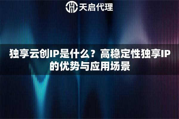 独享云创IP是什么？高稳定性独享IP的优势与应用场景