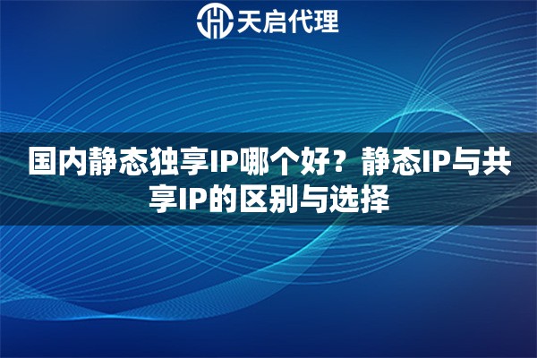 国内静态独享IP哪个好？静态IP与共享IP的区别与选择