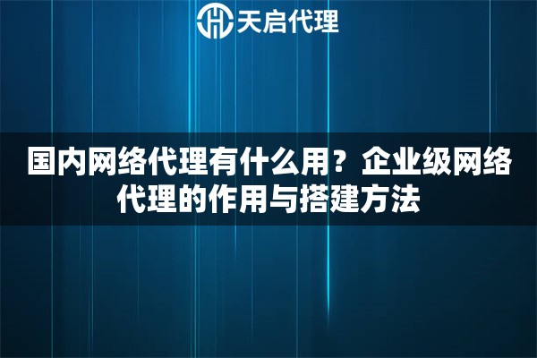 国内网络代理有什么用？企业级网络代理的作用与搭建方法