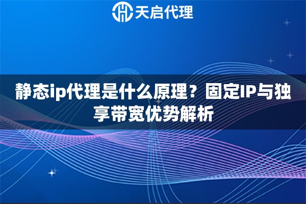 静态ip代理是什么原理？固定IP与独享带宽优势解析