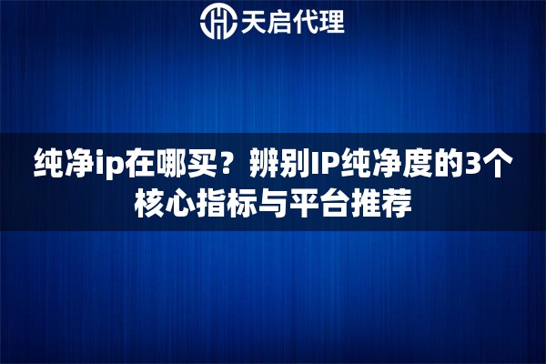 纯净ip在哪买?辨别IP纯净度的3个核心指标与平台推荐 纯净ip在哪买?辨别IP纯净度的3个核心指标与平台推荐