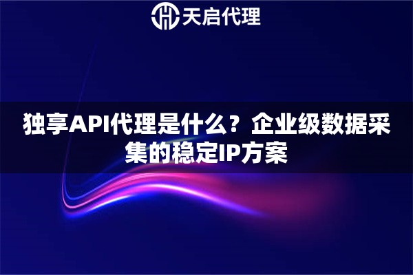 独享API代理是什么?企业级数据采集的稳定IP方案 独享API代理是什么?企业级数据采集的稳定IP方案