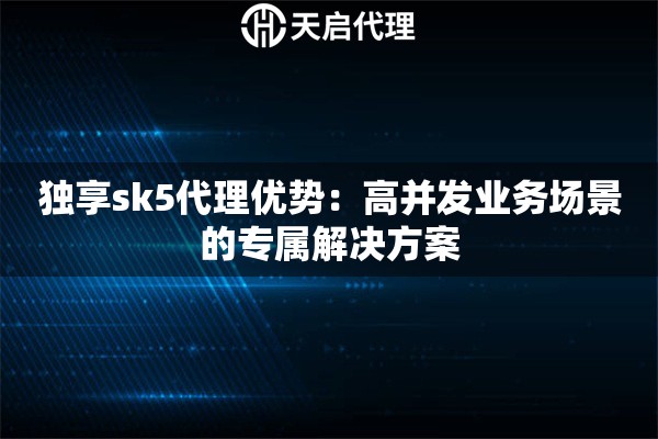 独享sk5代理优势:高并发业务场景的专属解决方案 独享sk5代理优势:高并发业务场景的专属解决方案