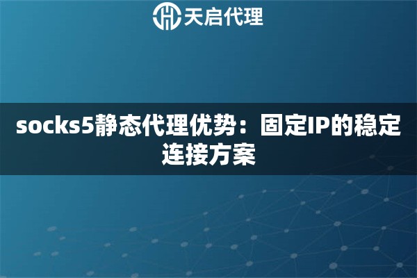 socks5静态代理优势：固定IP的稳定连接方案