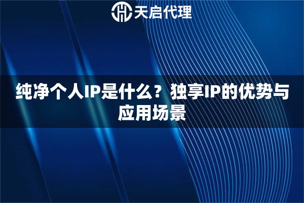 纯净个人IP是什么？独享IP的优势与应用场景