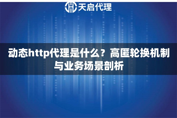 动态http代理是什么？高匿轮换机制与业务场景剖析