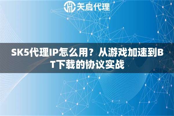 SK5代理IP怎么用？从游戏加速到BT下载的协议实战