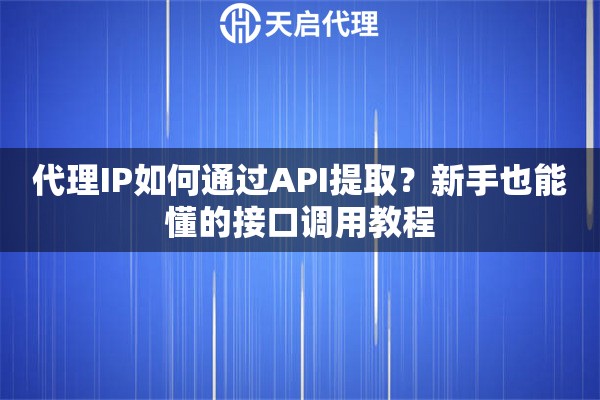 代理IP如何通过API提取?新手也能懂的接口调用教程 代理IP如何通过API提取?新手也能懂的接口调用教程