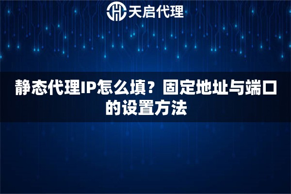 静态代理IP怎么填？固定地址与端口的设置方法