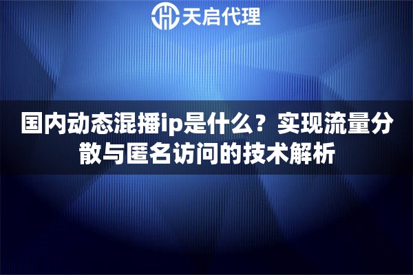 国内动态混播ip是什么?实现流量分散与匿名访问的技术解析 国内动态混播ip是什么?实现流量分散与匿名访问的技术解析