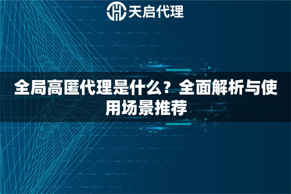 全局高匿代理是什么?全面解析与使用场景推荐 全局高匿代理是什么?全面解析与使用场景推荐