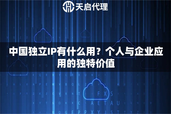 中国独立IP有什么用?个人与企业应用的独特价值 中国独立IP有什么用?个人与企业应用的独特价值