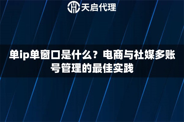 单ip单窗口是什么？电商与社媒多账号管理的最佳实践