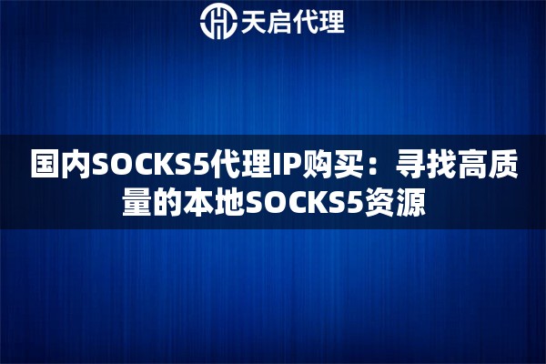 国内SOCKS5代理IP购买：寻找高质量的本地SOCKS5资源