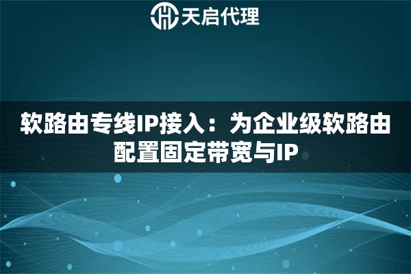 软路由专线IP接入：为企业级软路由配置固定带宽与IP