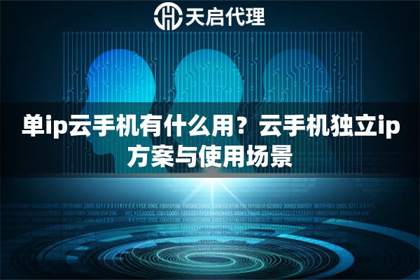 单ip云手机有什么用？云手机独立ip方案与使用场景