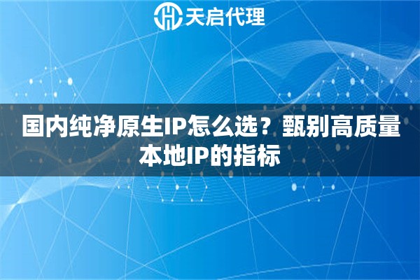 国内纯净原生IP怎么选？甄别高质量本地IP的指标