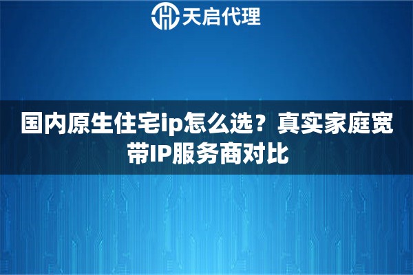 国内原生住宅ip怎么选？真实家庭宽带IP服务商对比