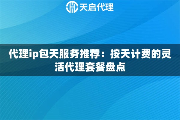 代理ip包天服务推荐：按天计费的灵活代理套餐盘点