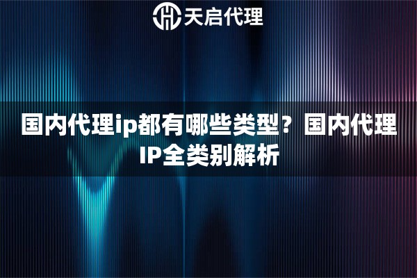 国内代理ip都有哪些类型？国内代理IP全类别解析
