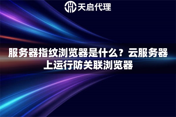 服务器指纹浏览器是什么？云服务器上运行防关联浏览器