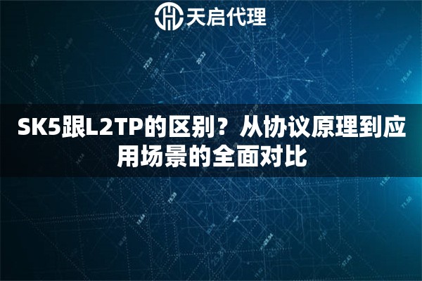 SK5跟L2TP的区别？从协议原理到应用场景的全面对比