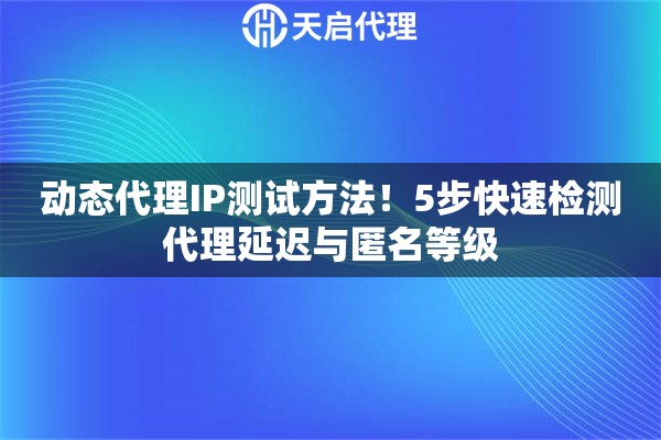 动态代理IP测试方法！5步快速检测代理延迟与匿名等级