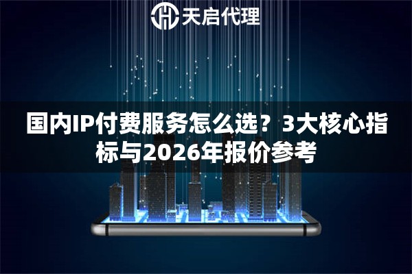 国内IP付费服务怎么选？3大核心指标与2026年报价参考