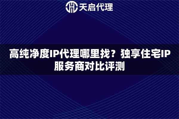 高纯净度IP代理哪里找?独享住宅IP服务商对比评测 高纯净度IP代理哪里找?独享住宅IP服务商对比评测